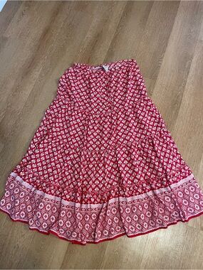 White Stag Red and White Floral Circle Skirt